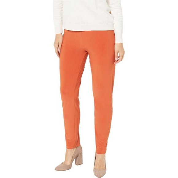 NWT ATTITUDES BY RENEE COMO JERSEY NO SIDE SEAM ANKLE PANTS BURNT SIENNA PXS - Picture 1 of 5